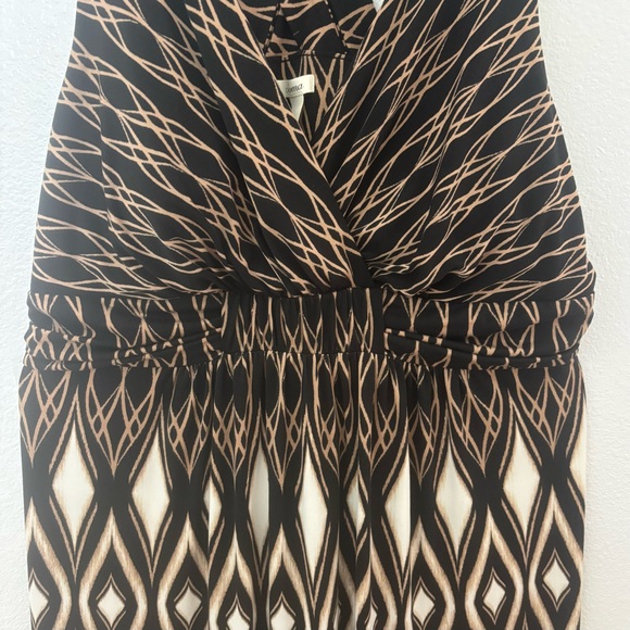Soma Black & Beige Geometric Maxi Dress Size Large Boho Racerback Stretch - Picture 4 of 12